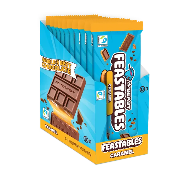 Feastables Caramel sjokoladeplate King 10 pk karamell