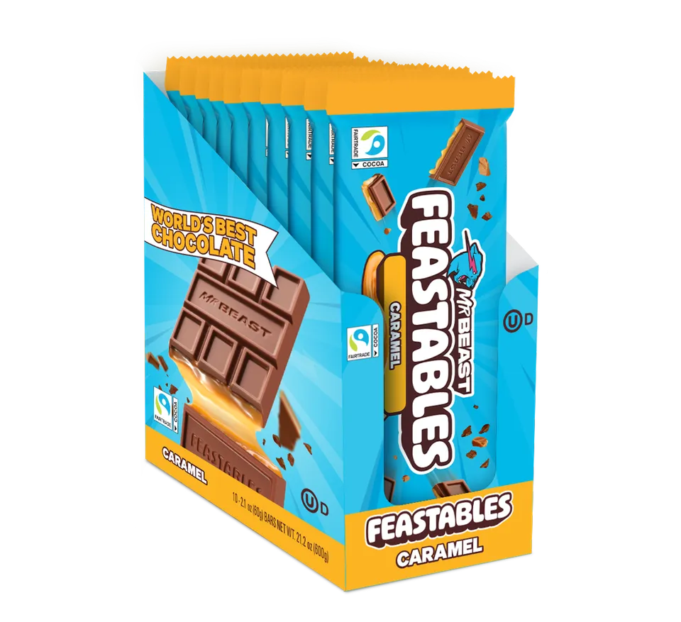 Feastables Caramel sjokoladeplate King 10 pk karamell