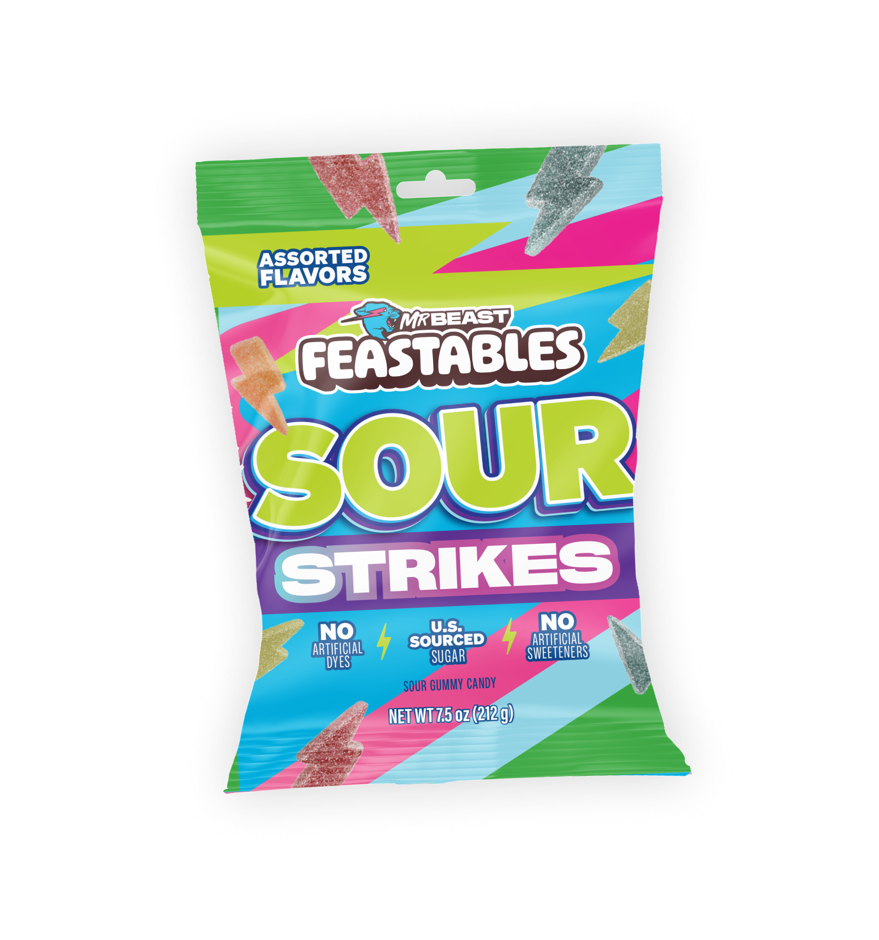 Sour Strikes vingummi 9 poser sur frukt lyn