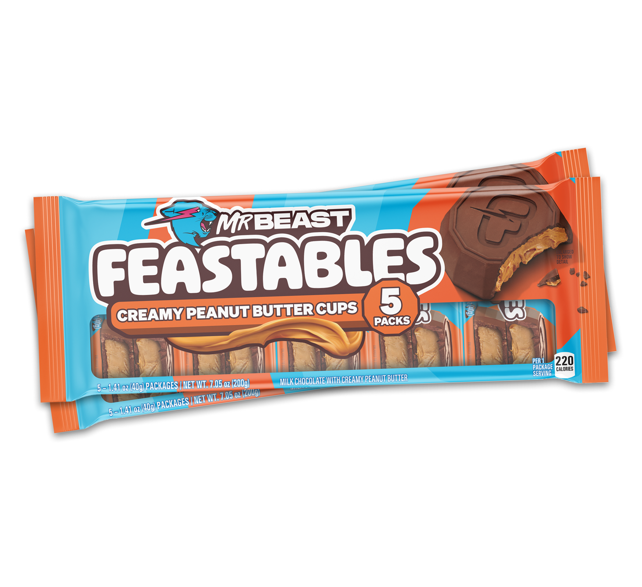 Feastables Peanut Butter Cups melkesjokolade 24x2 stk kremet