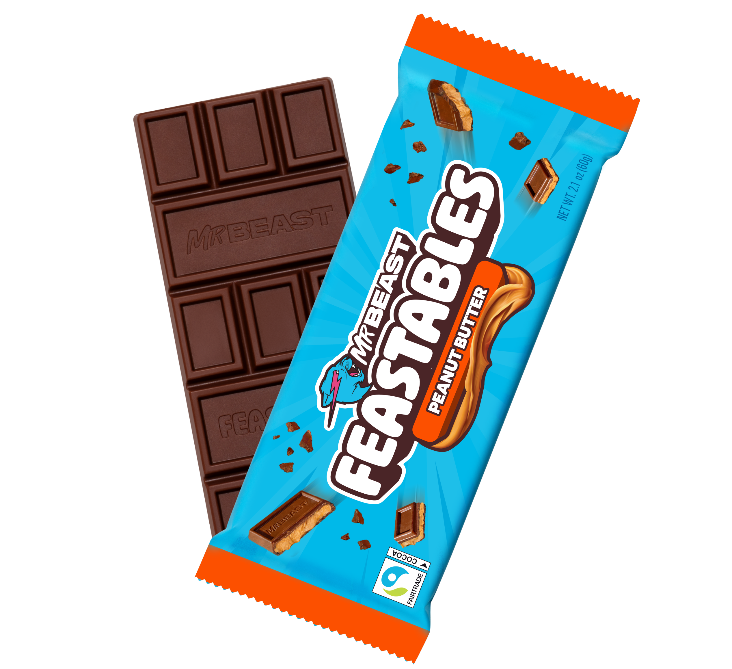 Feastables Peanut Butter sjokolade 10-pakning melk