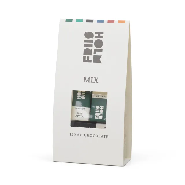 Friis-Holm Bag Mix sjokolade 12 x 5 g melk mørk hvit