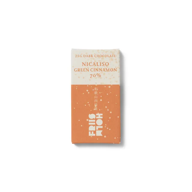 Friis-Holm Nicaliso Green Cinnamon 70 % sjokolade 25 g kanelurt
