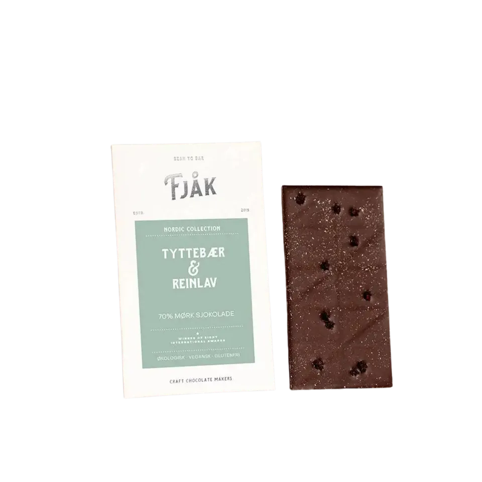 Sjokoladebutikken Tyttebær & Reinlav sjokoladeplate mørk