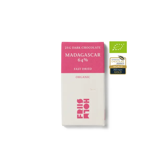 Friis-Holm Madagascar 64 % Fast Dried sjokolade 25 g syrlig