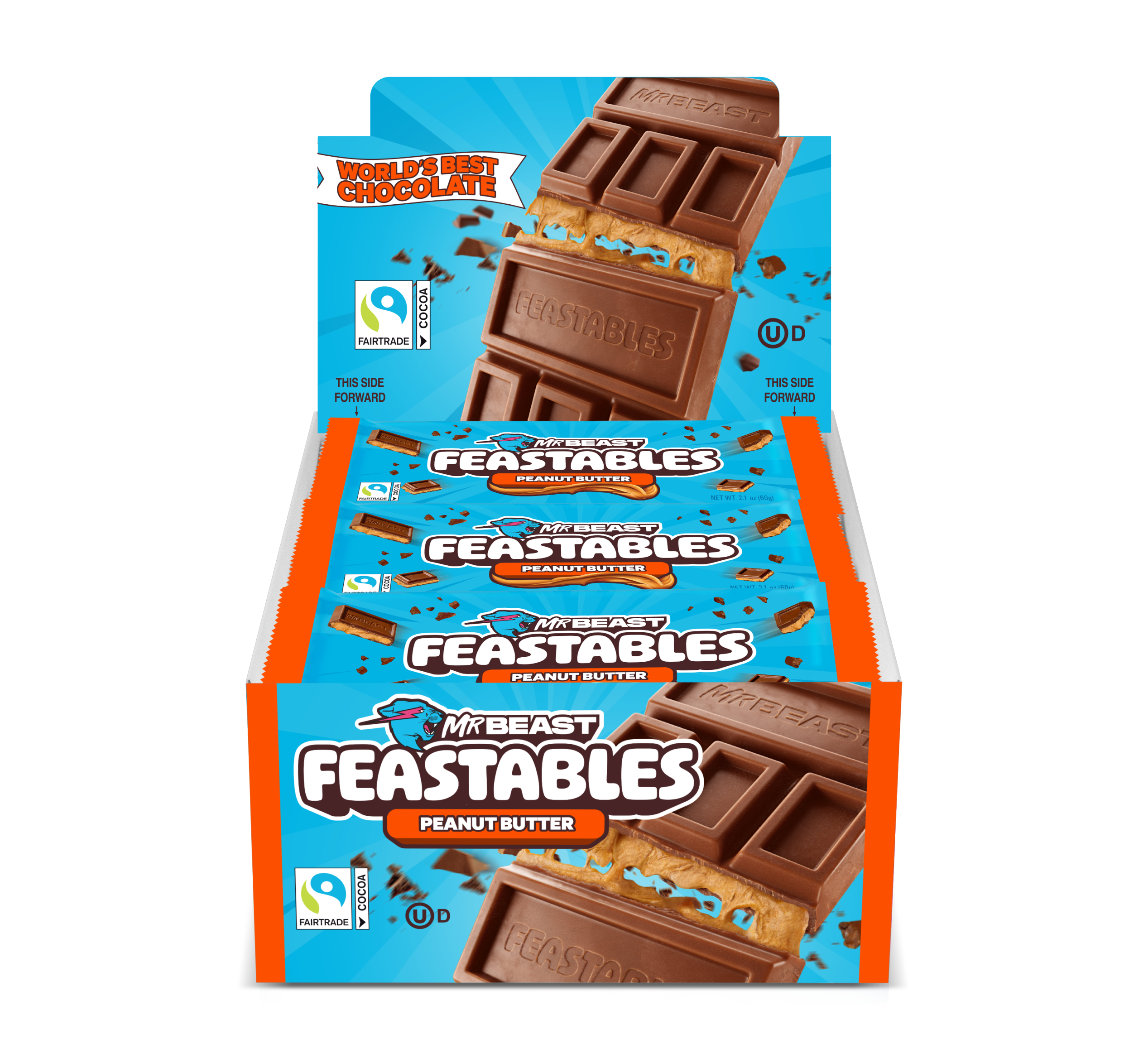 Feastables Peanut Butter sjokolade 10-pakning melk
