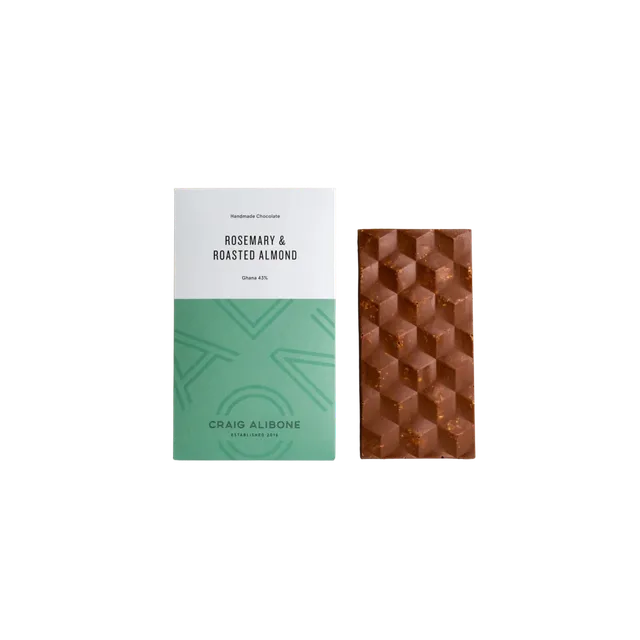 Sjokoladebutikken Rosemary & Roasted Almond melkesjokolade rosmarin