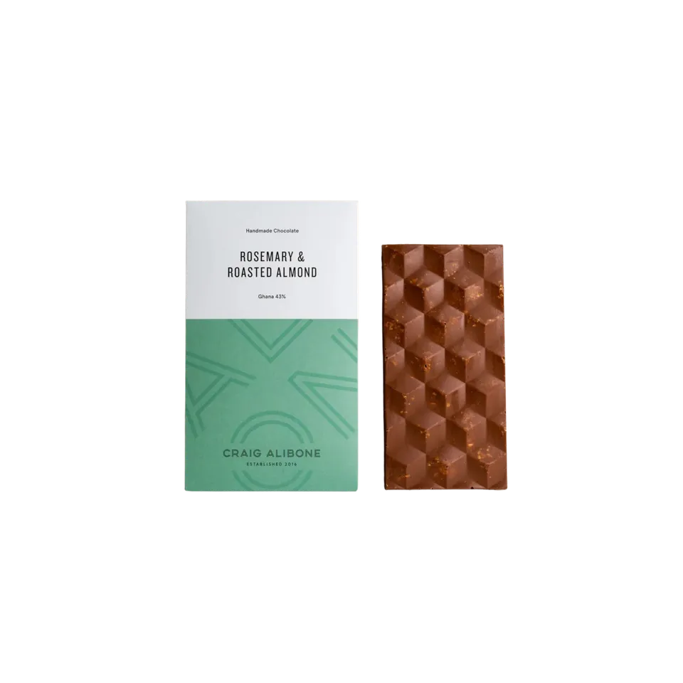Sjokoladebutikken Rosemary & Roasted Almond melkesjokolade rosmarin