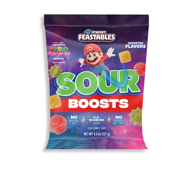 Feastables Mario Sour Boosts vingummi 12 poser
