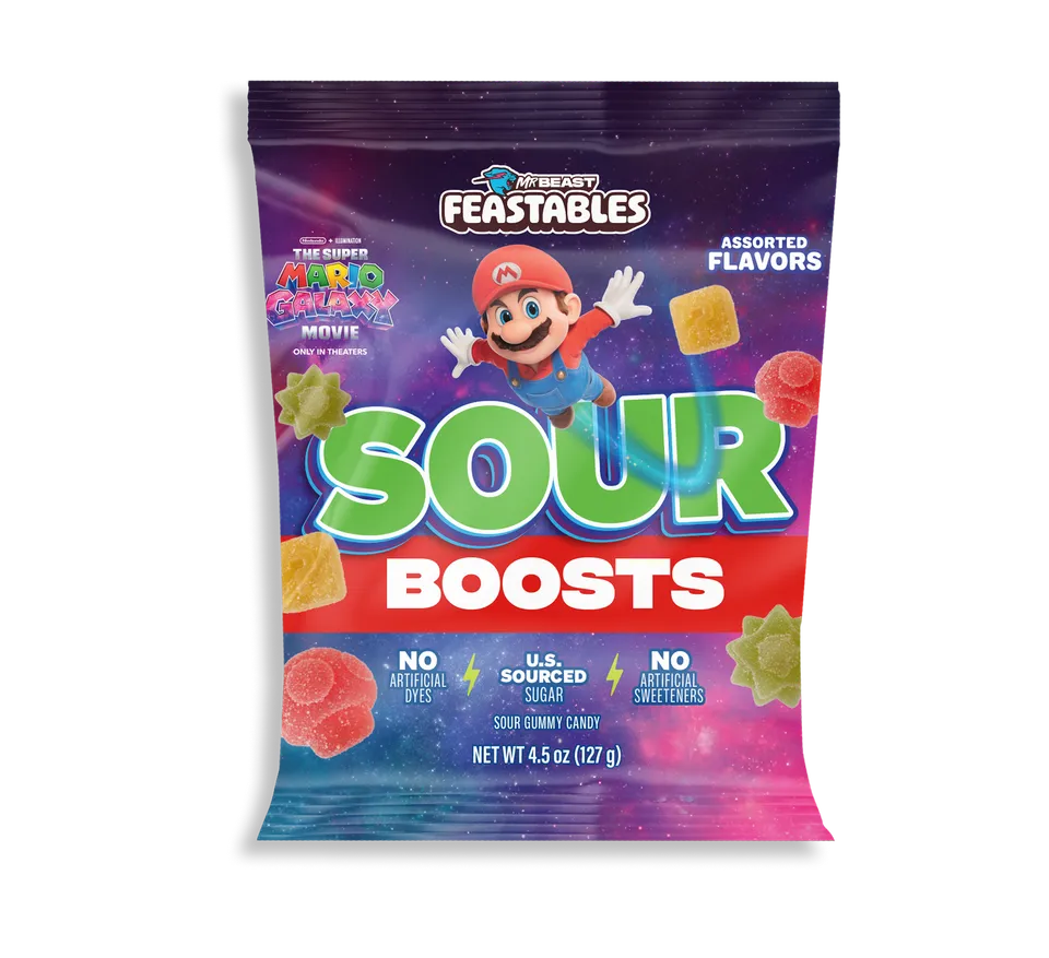 Feastables Mario Sour Boosts vingummi 12 poser