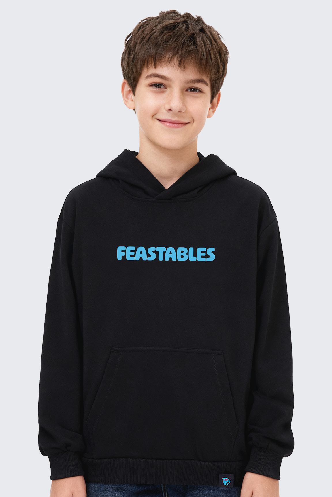 Feastables Retro hettegenser barn svart 6/7 år