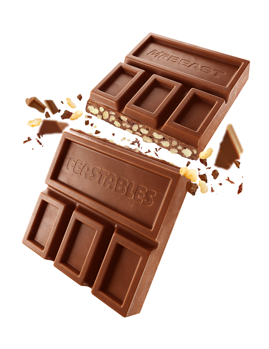 Feastables Milk Crunch sjokolade 10-pakning puffet ris