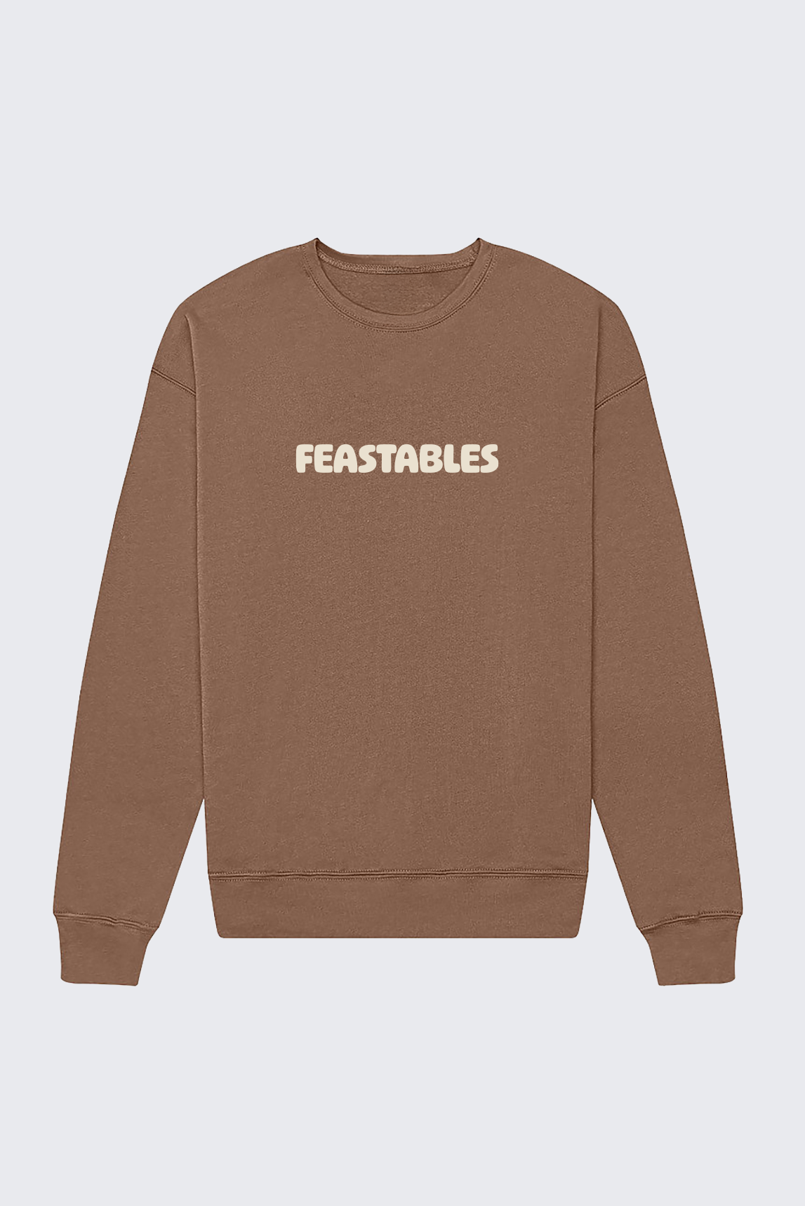 Feastables Retro Crew genser brun børstet fleece vintage