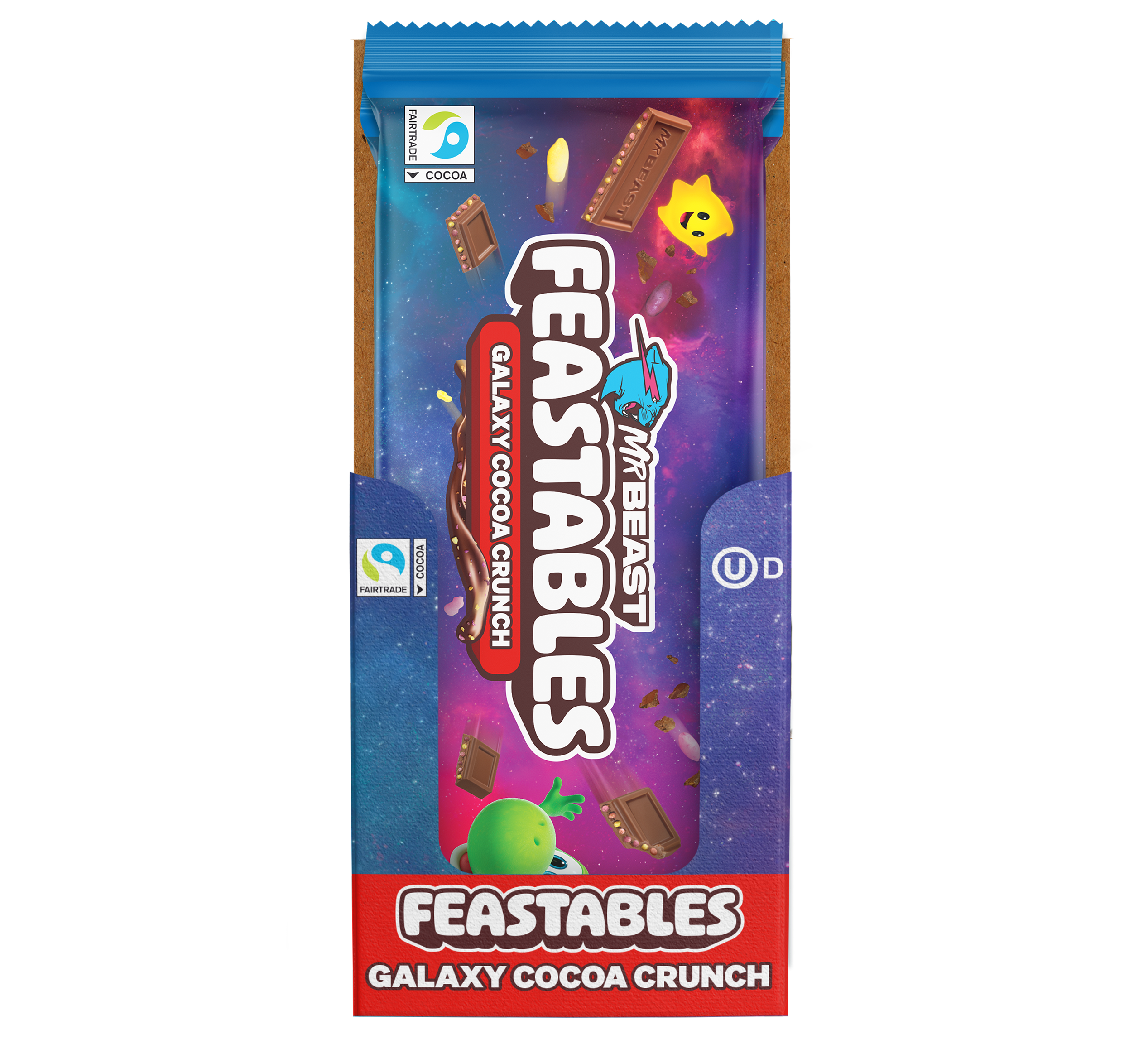 Feastables Mario Galaxy Cocoa Crunch sjokolade 10-pakning
