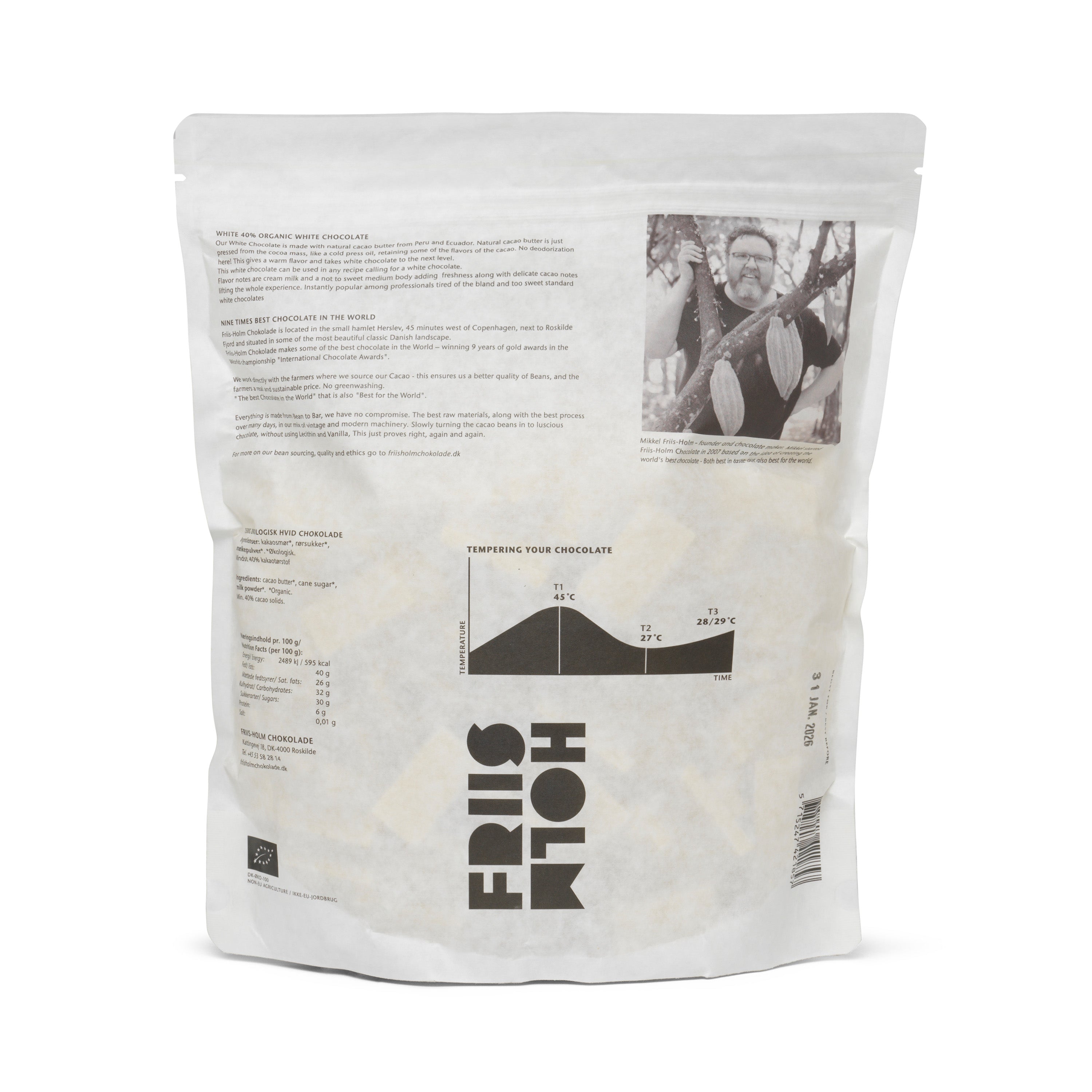 Friis-Holm White 40% hvit sjokolade 1500 g økologisk