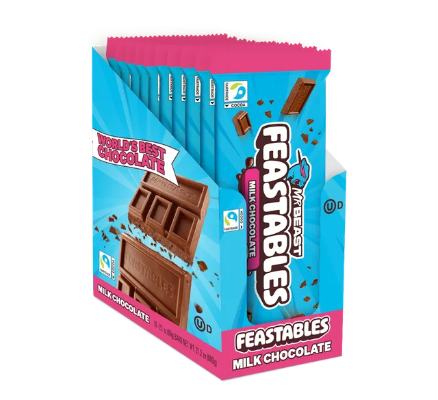 Feastables Milk Chocolate sjokoladeplate 10 stk glatt