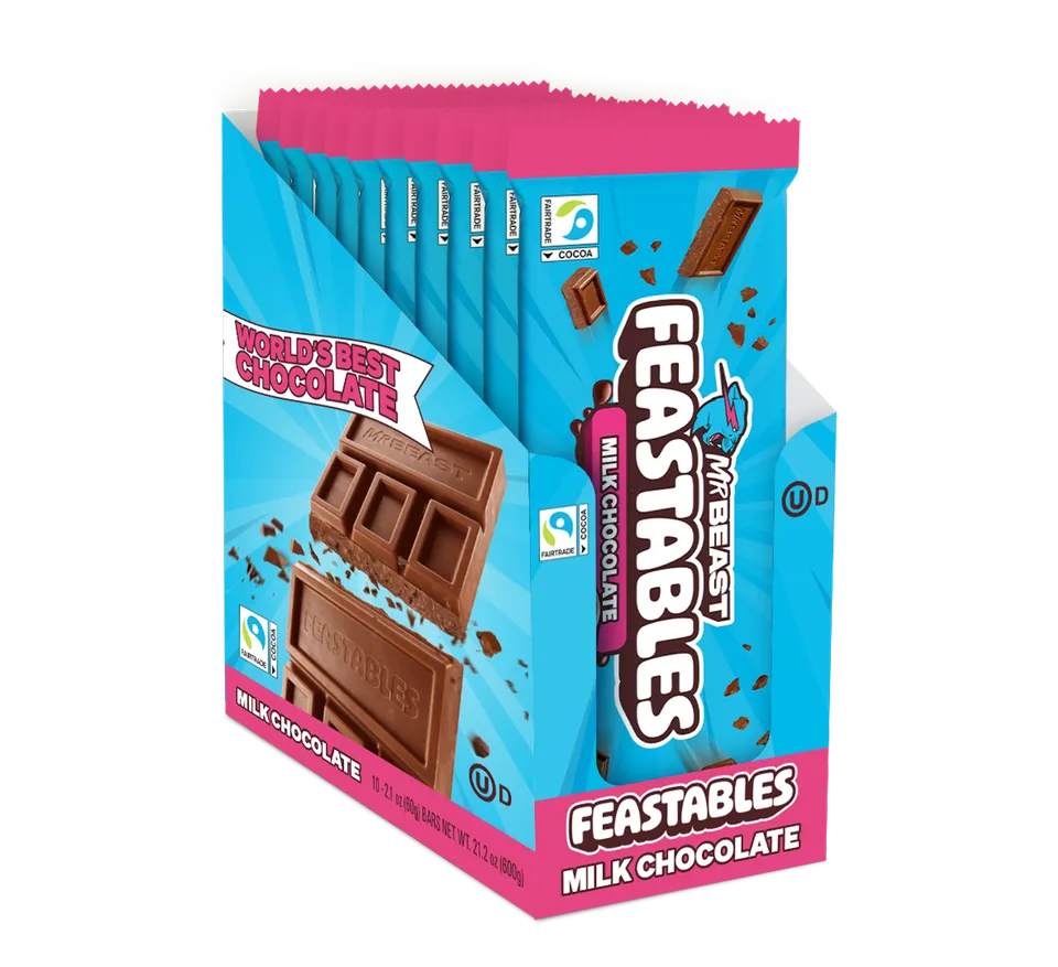 Feastables Milk Chocolate sjokoladeplate 10 stk glatt