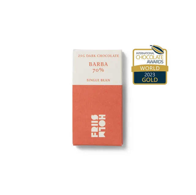 Friis-Holm Barba 70% mørk sjokoladeplate 25g pepper