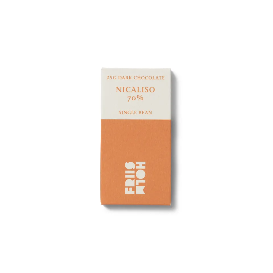 Friis-Holm Nicaliso 70% mørk sjokolade 25 g vinøs