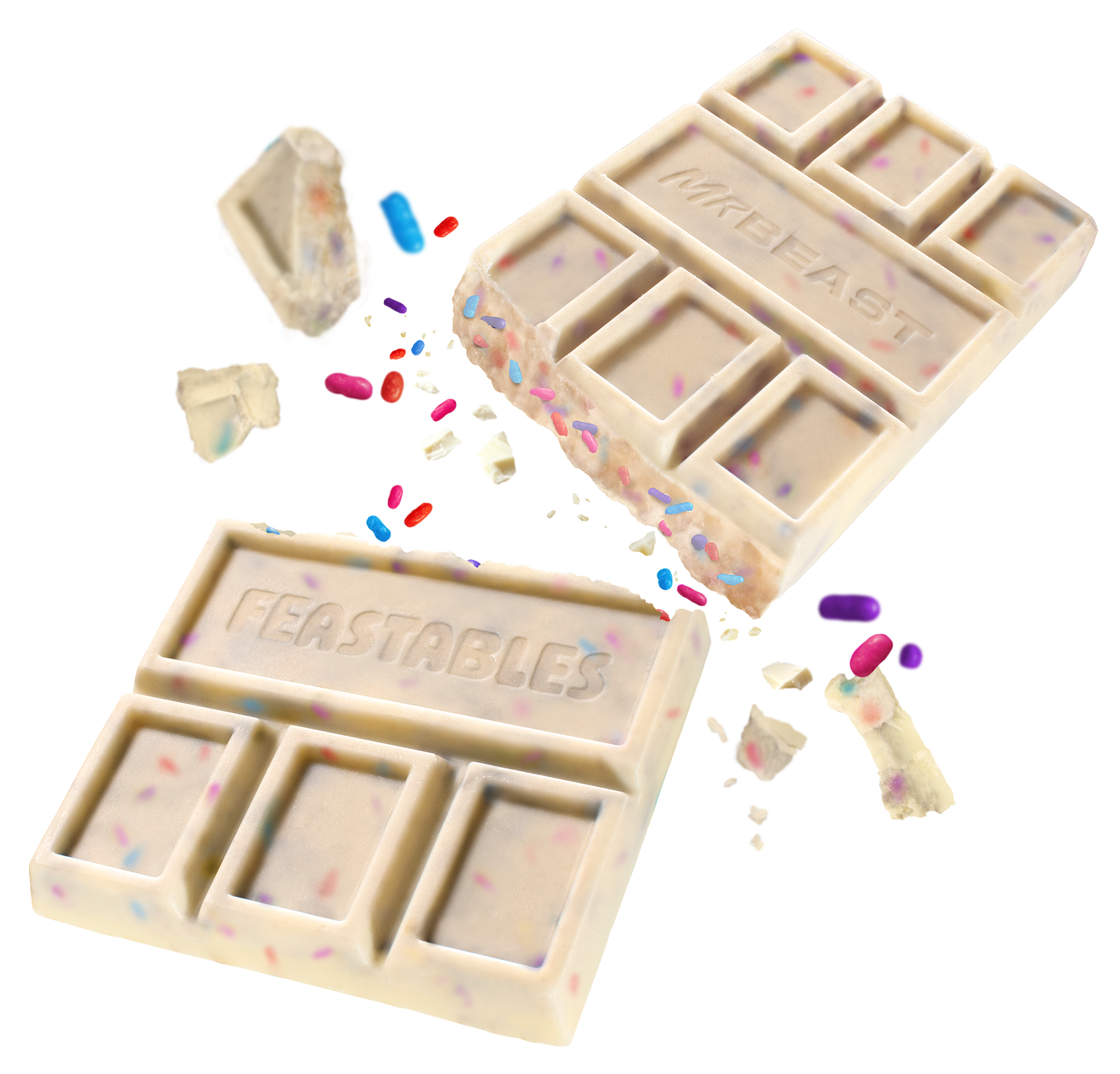 Feastables Birthday Cake Batter hvit sjokolade King Size 10-pk