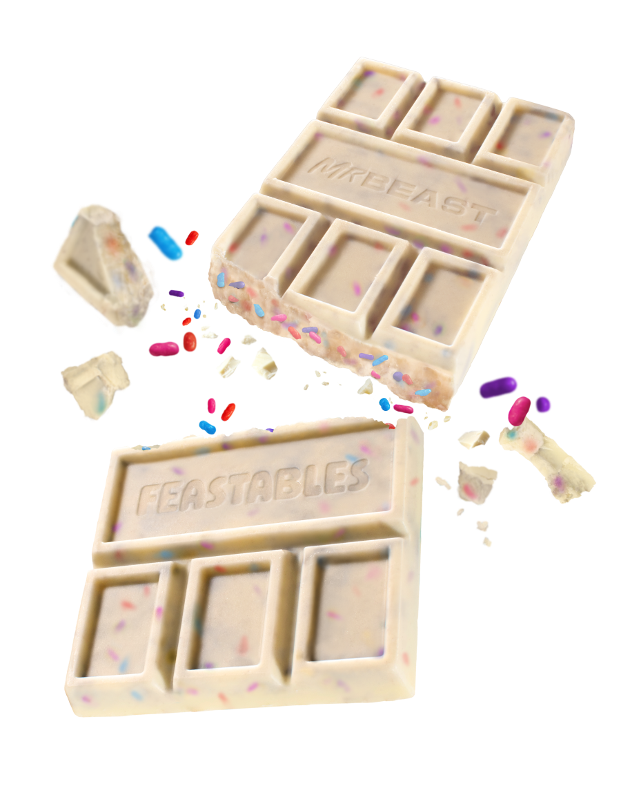 Feastables Birthday Cake Batter hvit sjokolade King Size 10-pk