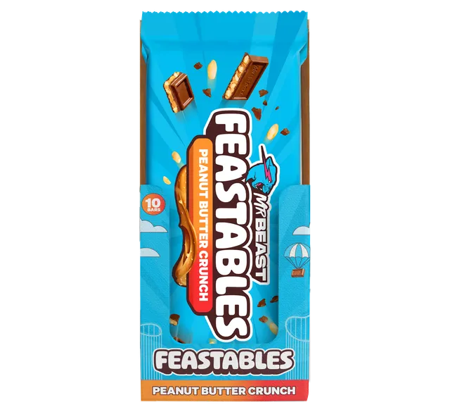 Feastables Peanut Butter Crunch sjokoladebar King Size 10-pakning peanøtt