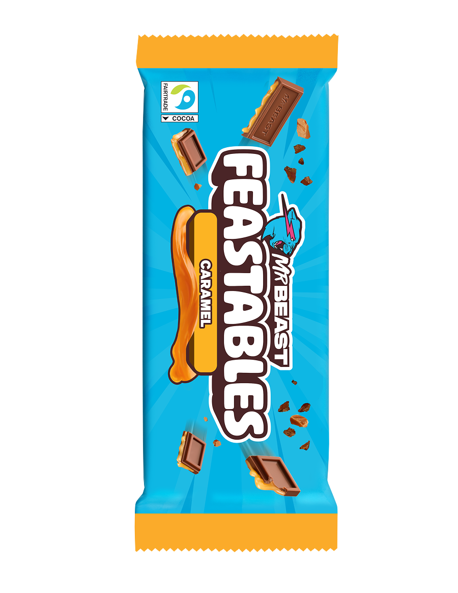 Feastables Caramel sjokoladeplate King 10 pk karamell