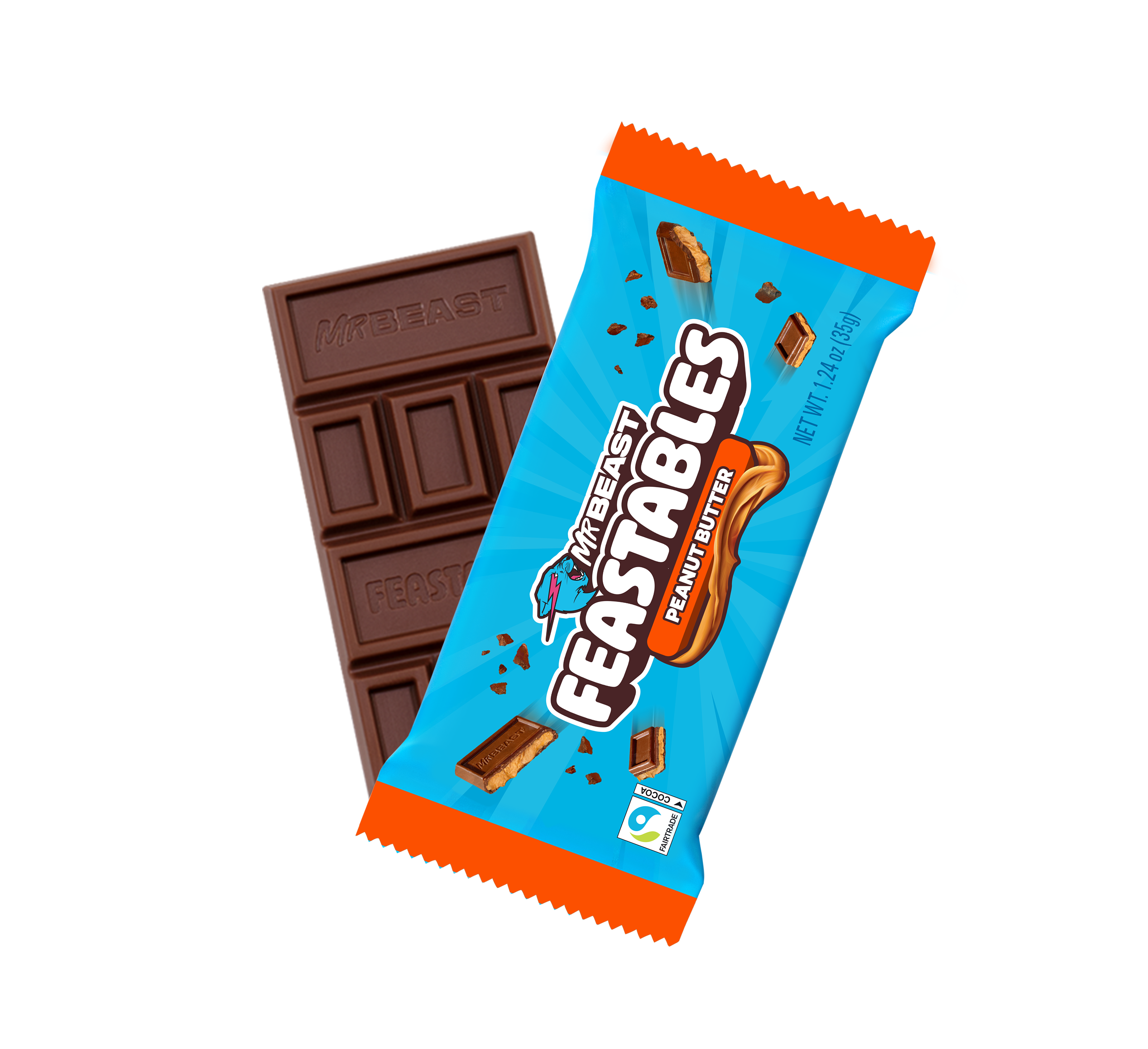 Feastables Peanut Butter sjokolade 10-pakning melk