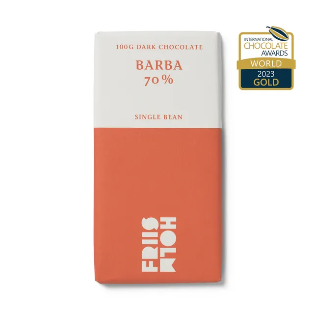 Friis-Holm Barba mørk sjokolade 100 g 70 % gullvinner