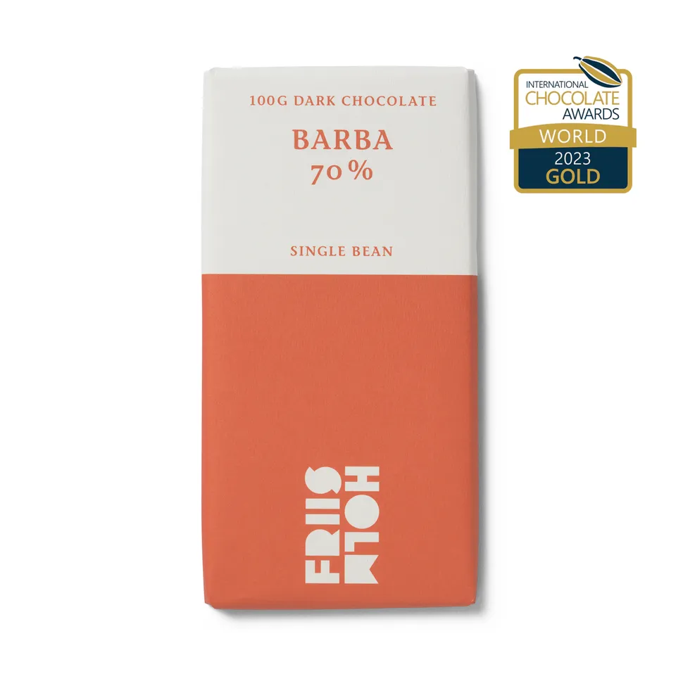 Friis-Holm Barba mørk sjokolade 100 g 70 % gullvinner