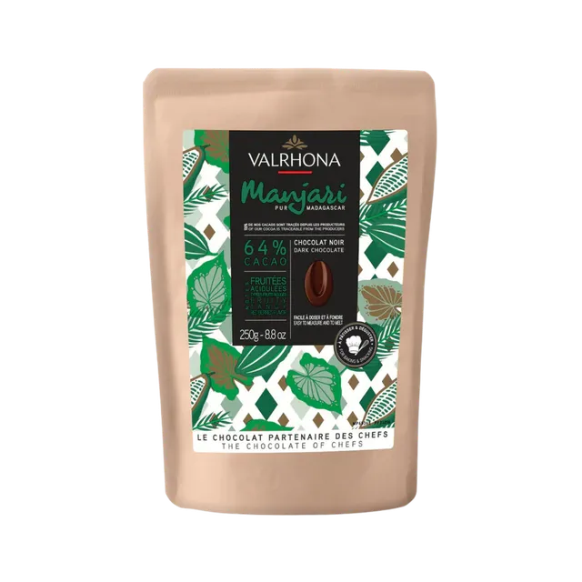 Manjari 64% bakesjokolade pellets mørk fruktig
