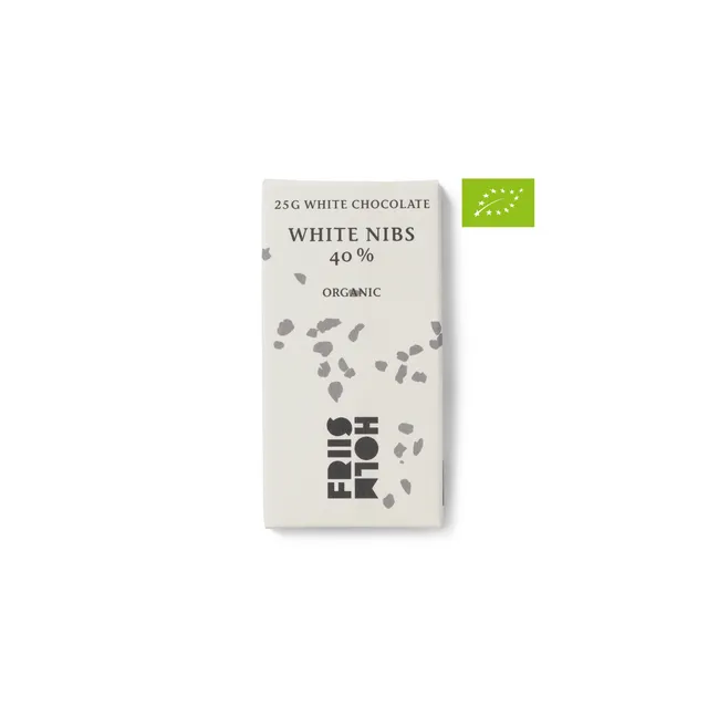 Friis-Holm White Nibs hvit sjokolade 40% 25 g økologisk
