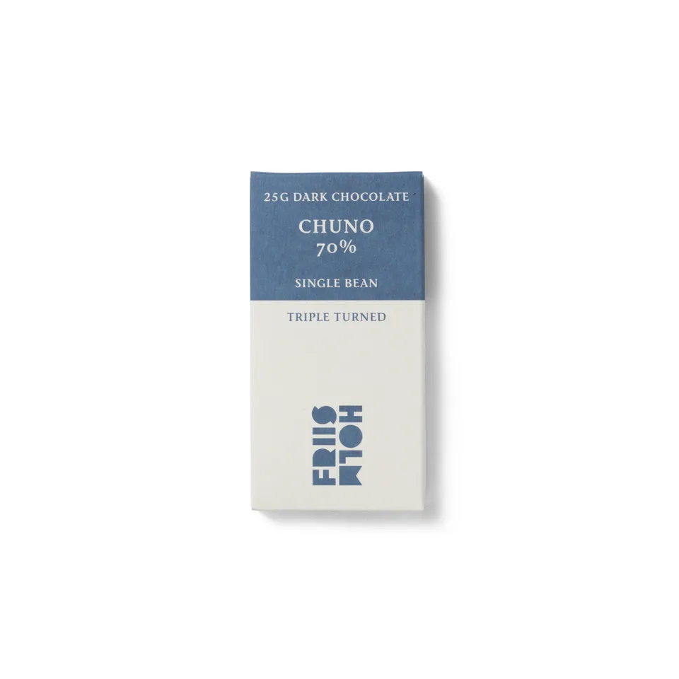 Friis-Holm Chuno 70% Triple Turned sjokolade 25 g balansert