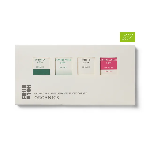 Friis-Holm Selection Organic sjokolade 4x25 g gave