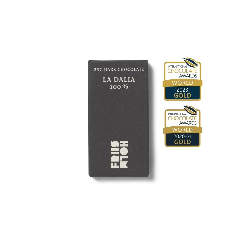 Friis-Holm La Dalia 100% mørk sjokolade 25 g uten sukker