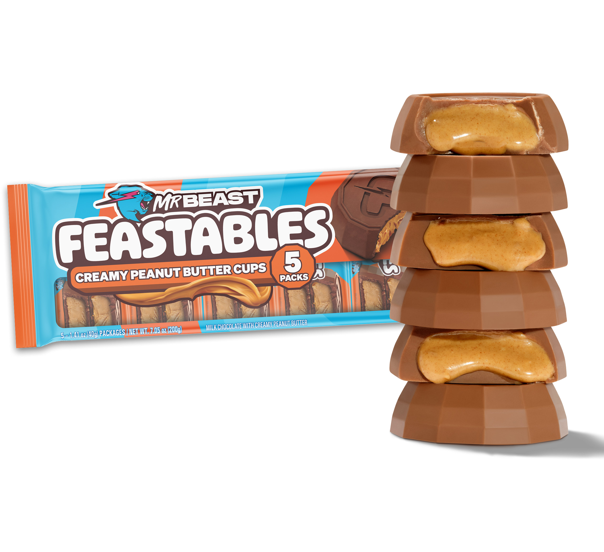 Feastables Peanut Butter Cups melkesjokolade 24x2 stk kremet