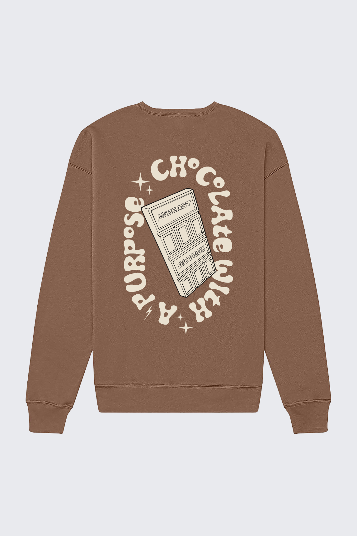 Feastables Retro Crew genser brun børstet fleece vintage