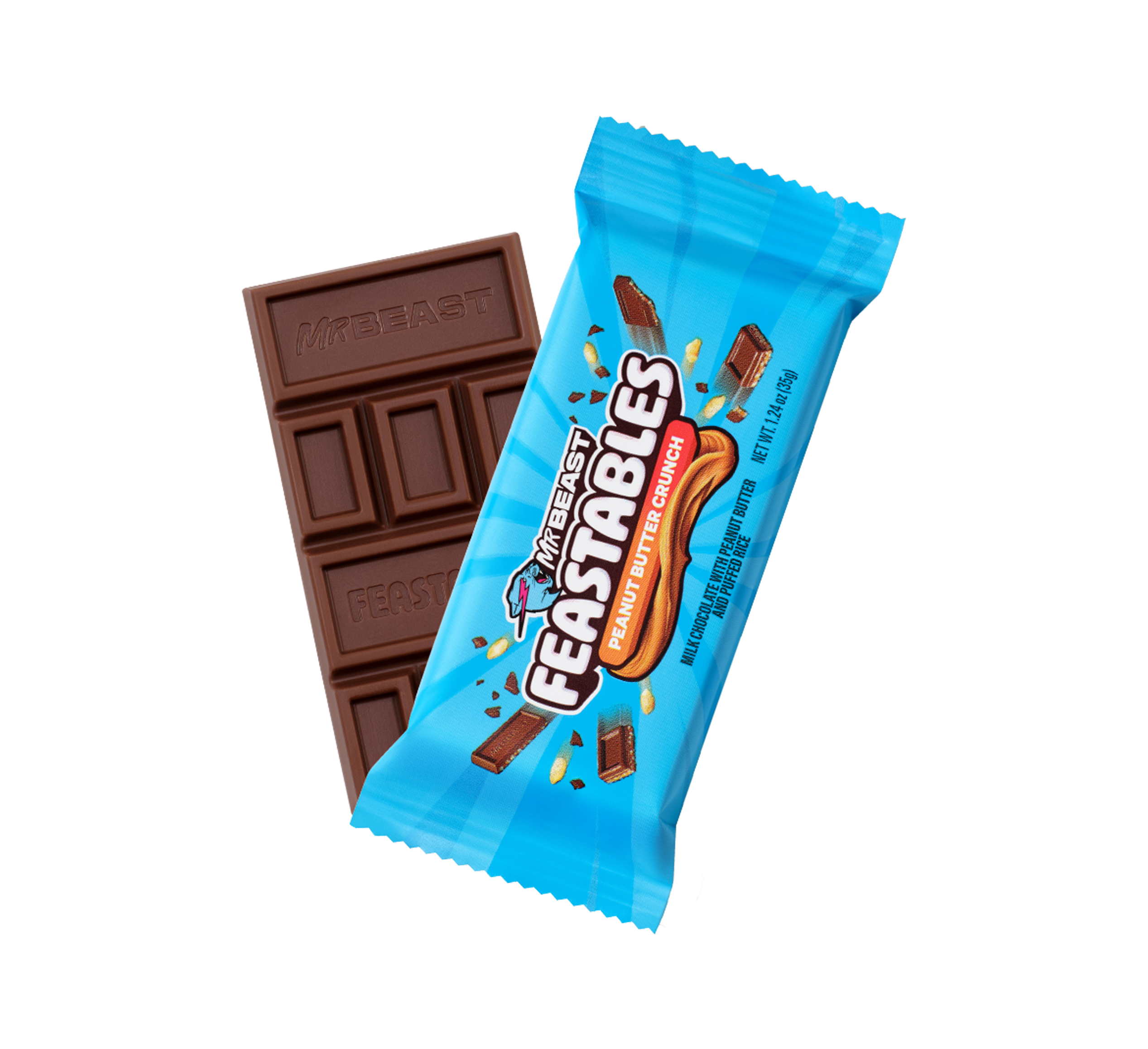 Feastables Peanut Butter Crunch sjokoladebar King Size 10-pakning peanøtt