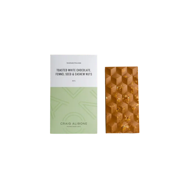 Sjokoladebutikken Toasted White Chocolate hvit sjokolade fennikel