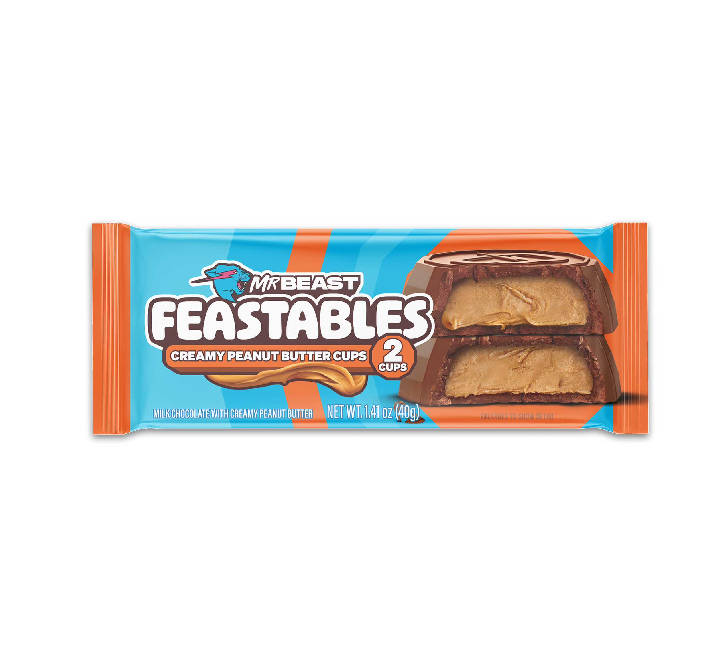 Feastables Peanut Butter Cups melkesjokolade 24x2 stk kremet