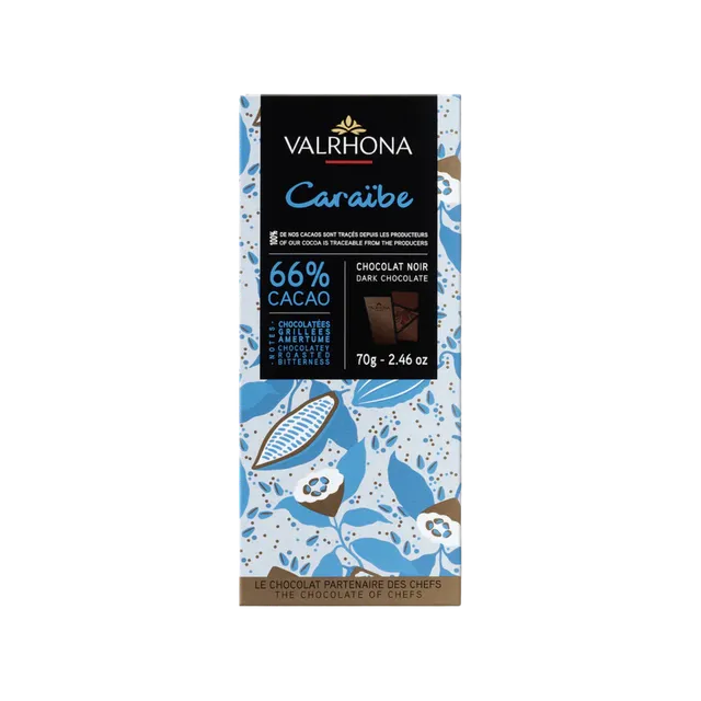 Valrhona Caraibe 66% sjokoladeplate mørk 66% kakao
