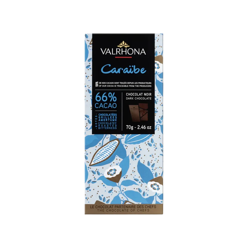 Valrhona Caraibe 66% sjokoladeplate mørk 66% kakao