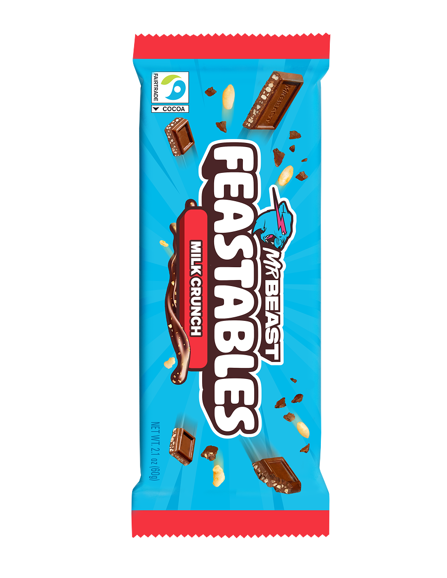 Feastables Milk Crunch sjokolade 10-pakning puffet ris