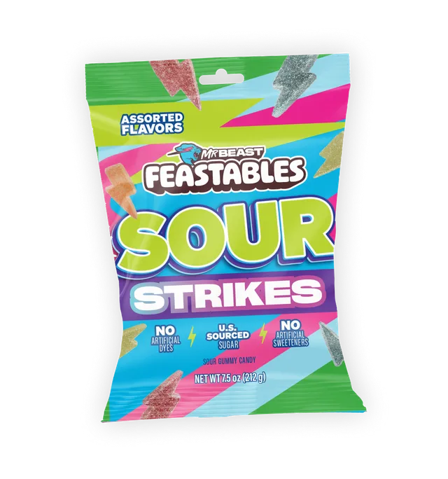 Sour Strikes vingummi 9 poser sur frukt lyn