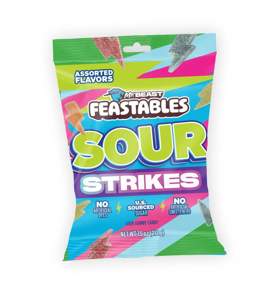Sour Strikes vingummi 9 poser sur frukt lyn