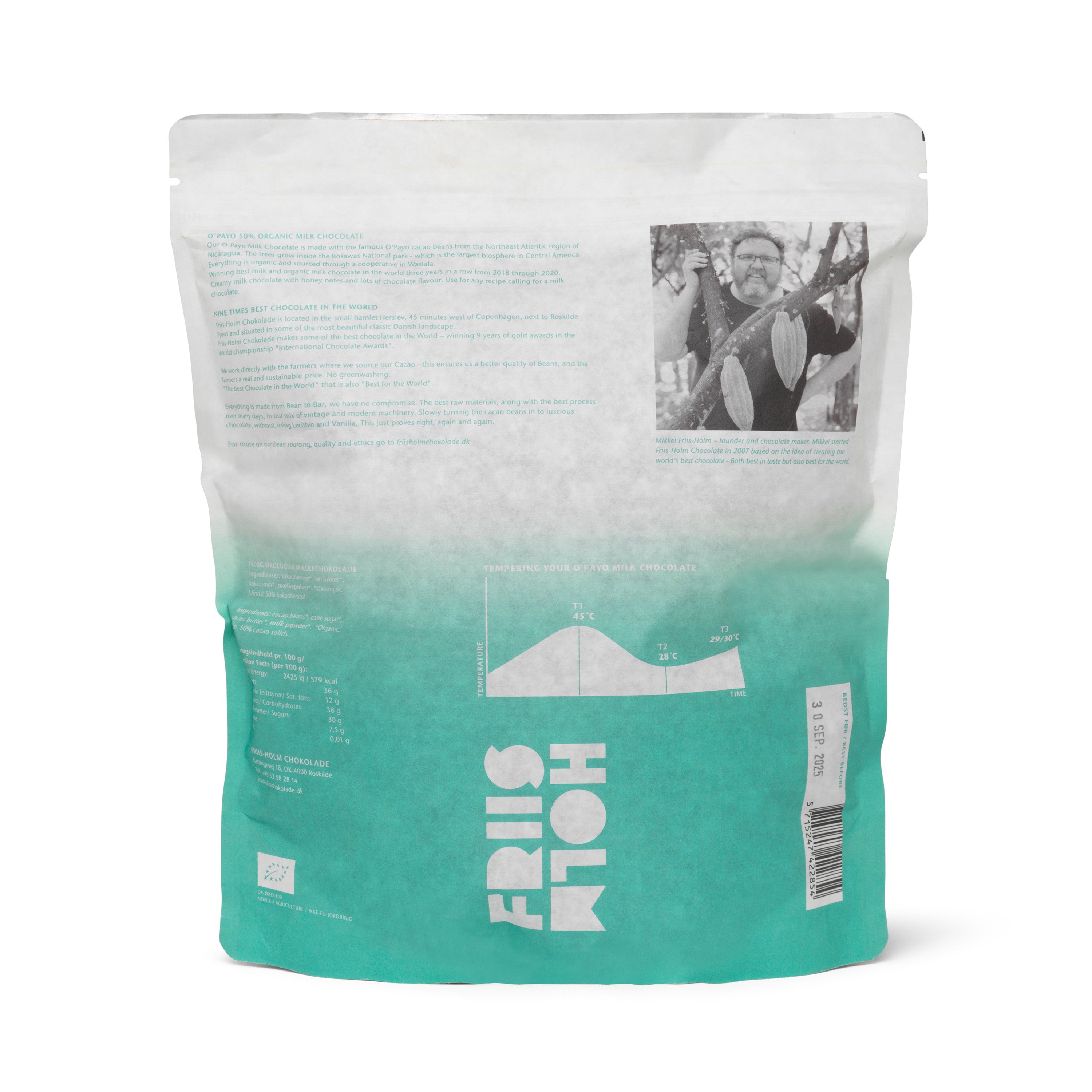 Friis-Holm O'Payo melkesjokolade 50% 1500 g økologisk