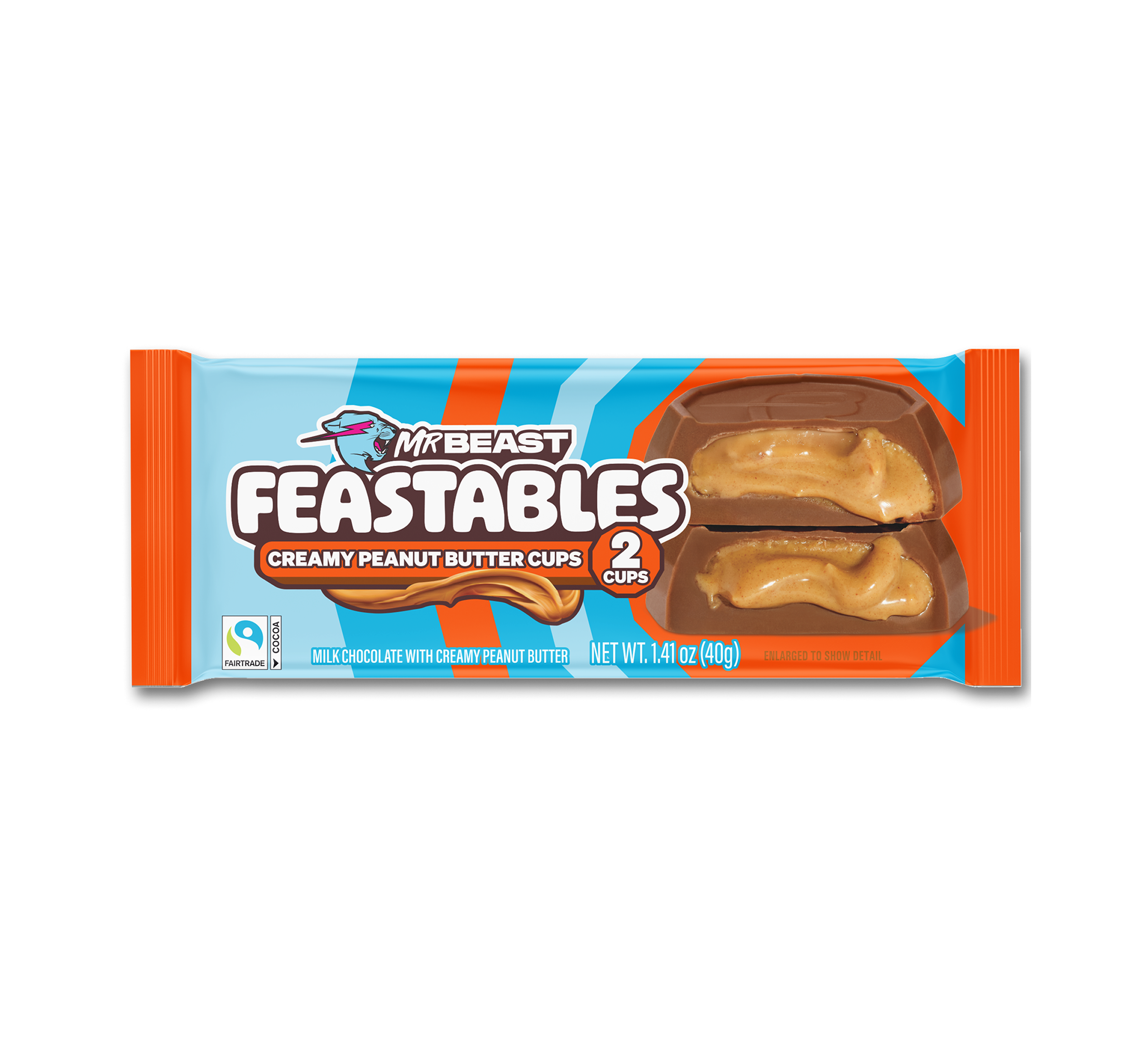 Feastables Peanut Butter Cups melkesjokolade 24x2 stk kremet