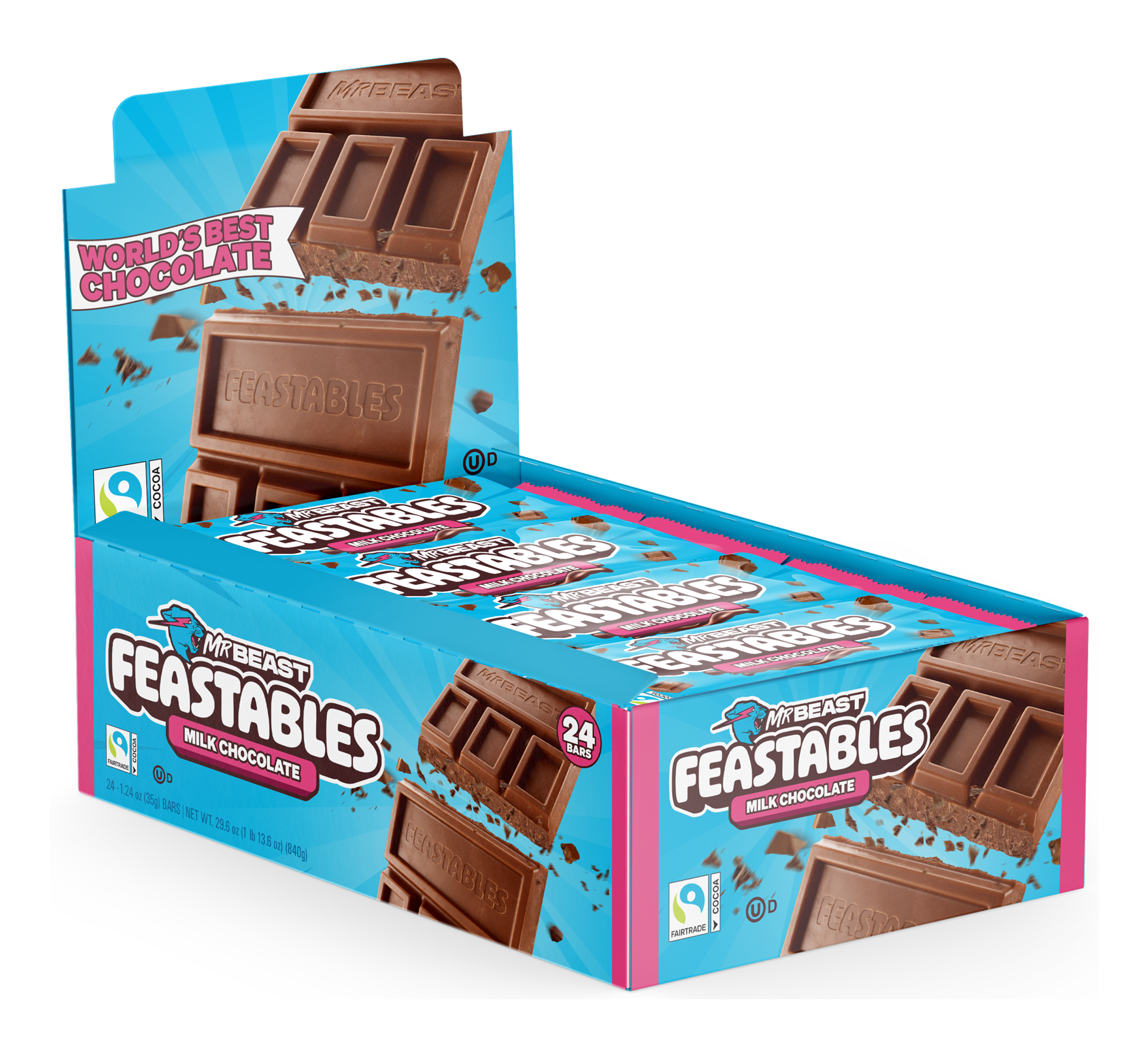 Feastables Milk Chocolate sjokoladeplate 10 stk glatt