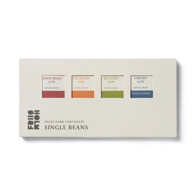 Friis-Holm Selection Single Beans 70% mørk sjokolade 4x25g single