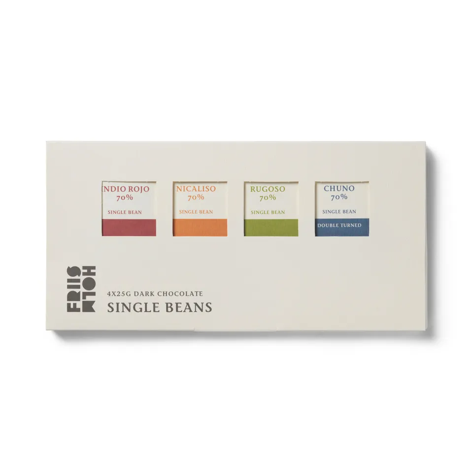 Friis-Holm Selection Single Beans 70% mørk sjokolade 4x25g single